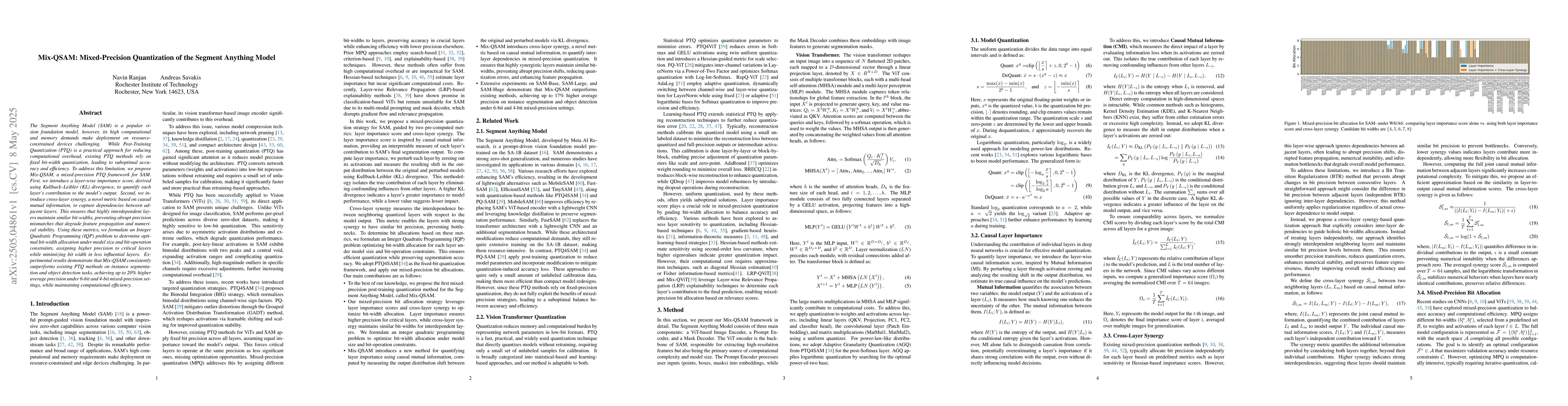 Thumbnail for Mix-QSAM: Mixed-Precision Quantization of the Segment Anything Model