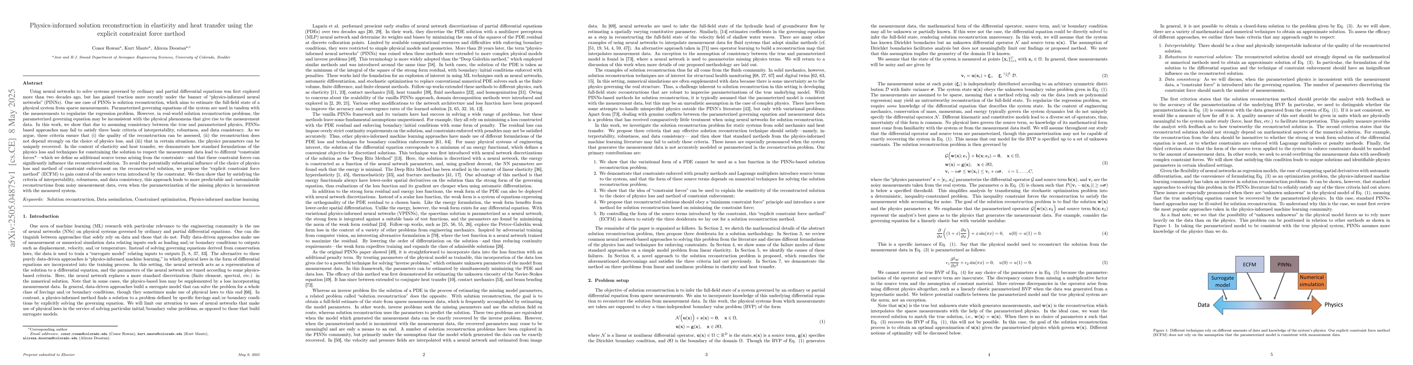 Thumbnail for Physics-informed solution reconstruction in elasticity and heat transfer
  using the explicit constraint force method