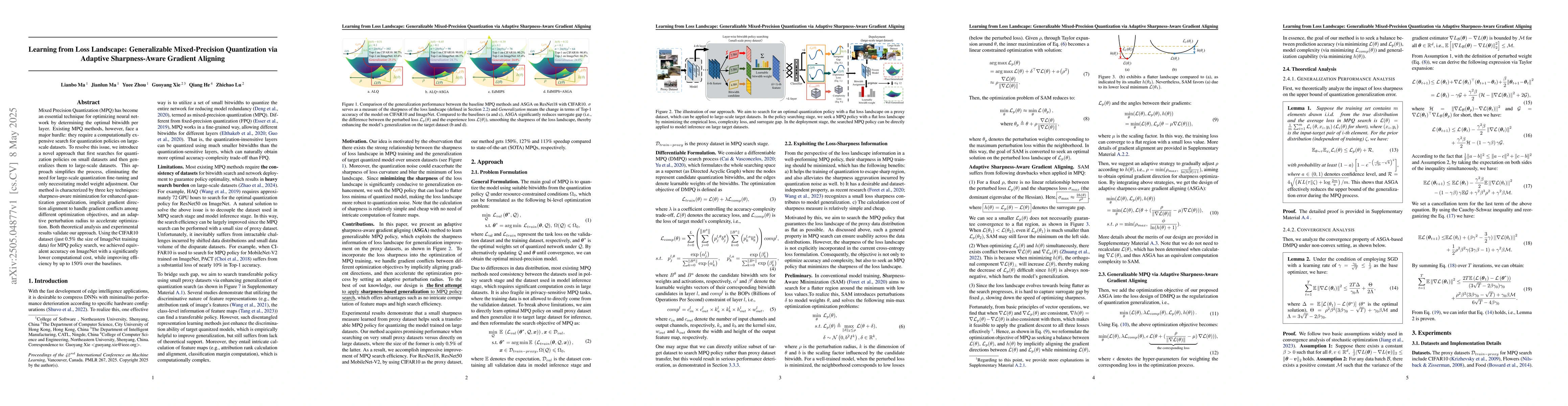 Thumbnail for Learning from Loss Landscape: Generalizable Mixed-Precision Quantization
  via Adaptive Sharpness-Aware Gradient Aligning