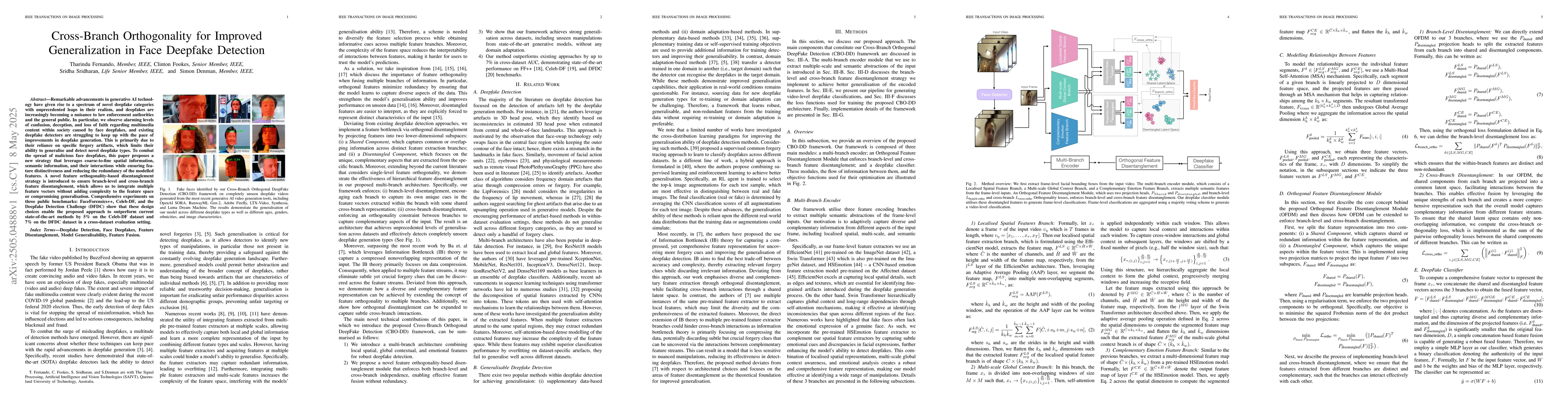 Thumbnail for Cross-Branch Orthogonality for Improved Generalization in Face Deepfake
  Detection