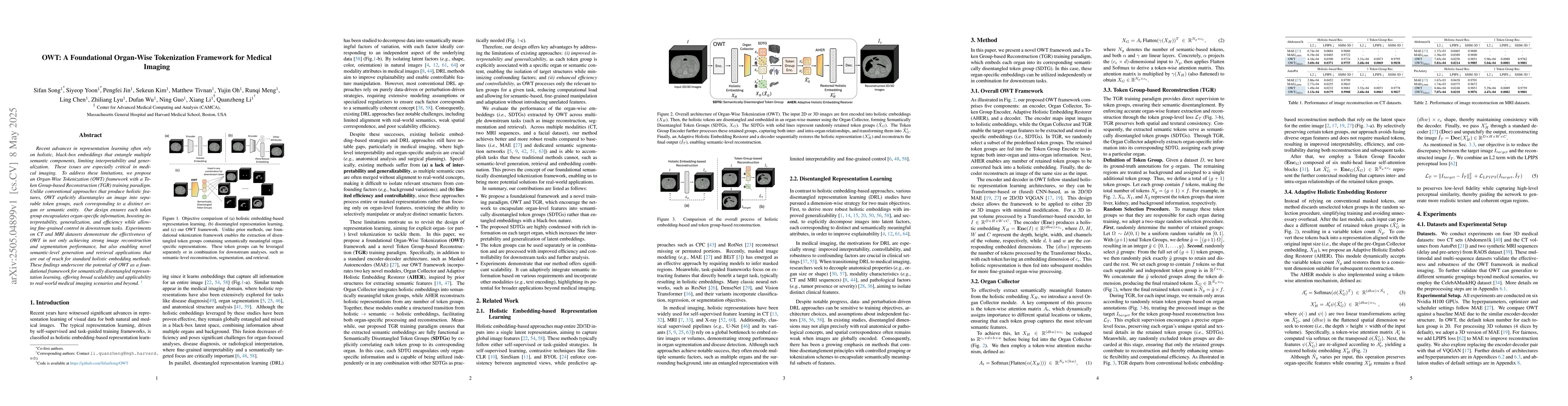 Thumbnail for OWT: A Foundational Organ-Wise Tokenization Framework for Medical
  Imaging