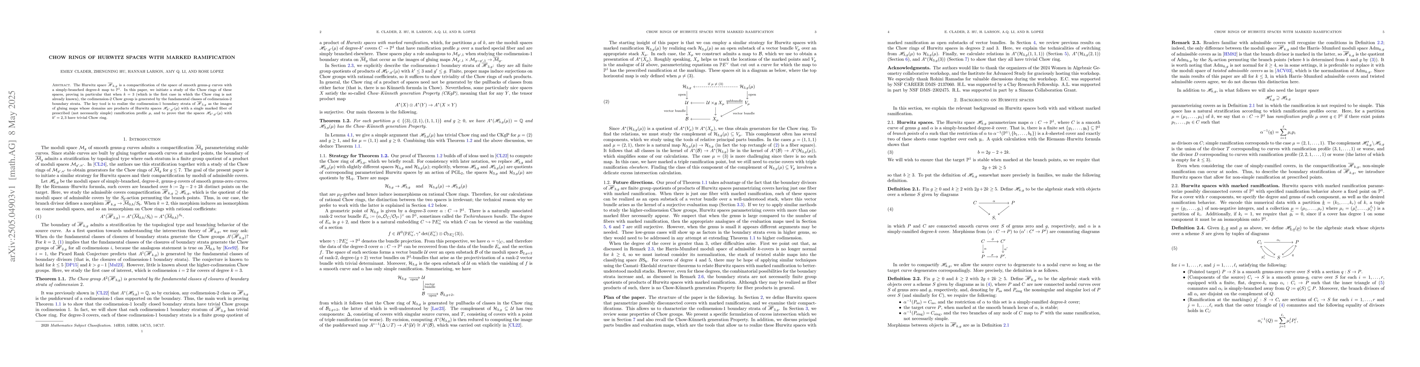 Thumbnail for Chow Rings of Hurwitz Spaces with Marked Ramification