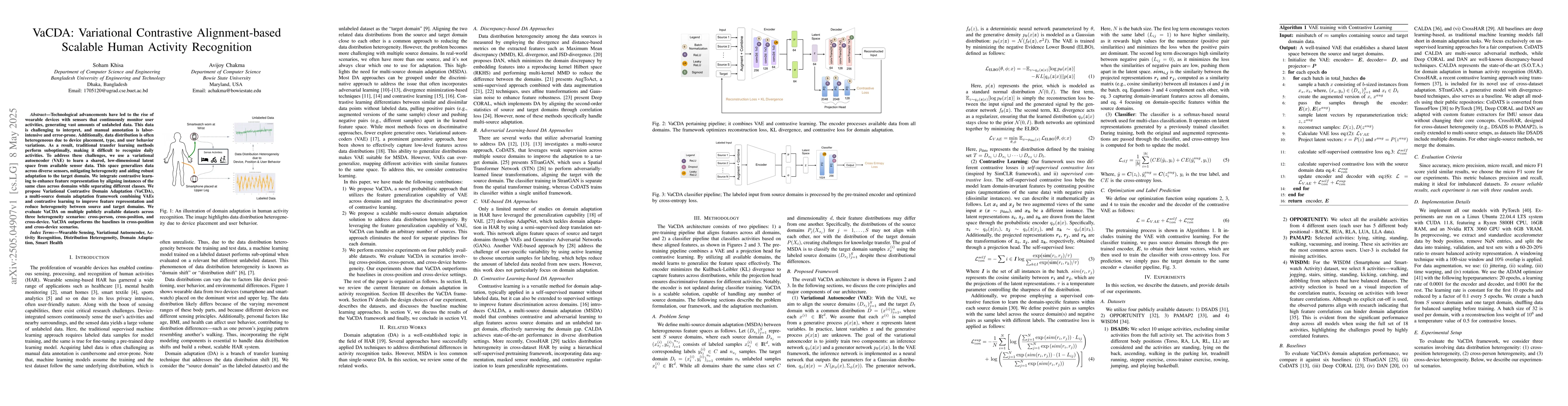 Thumbnail for VaCDA: Variational Contrastive Alignment-based Scalable Human Activity
  Recognition