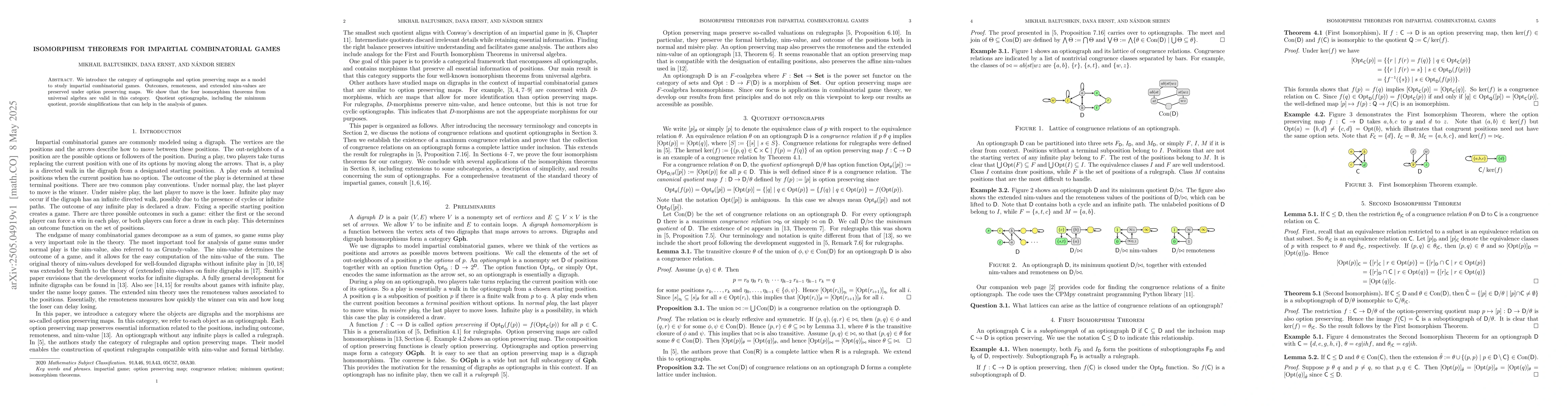 Thumbnail for Isomorphism Theorems for Impartial Combinatorial Games