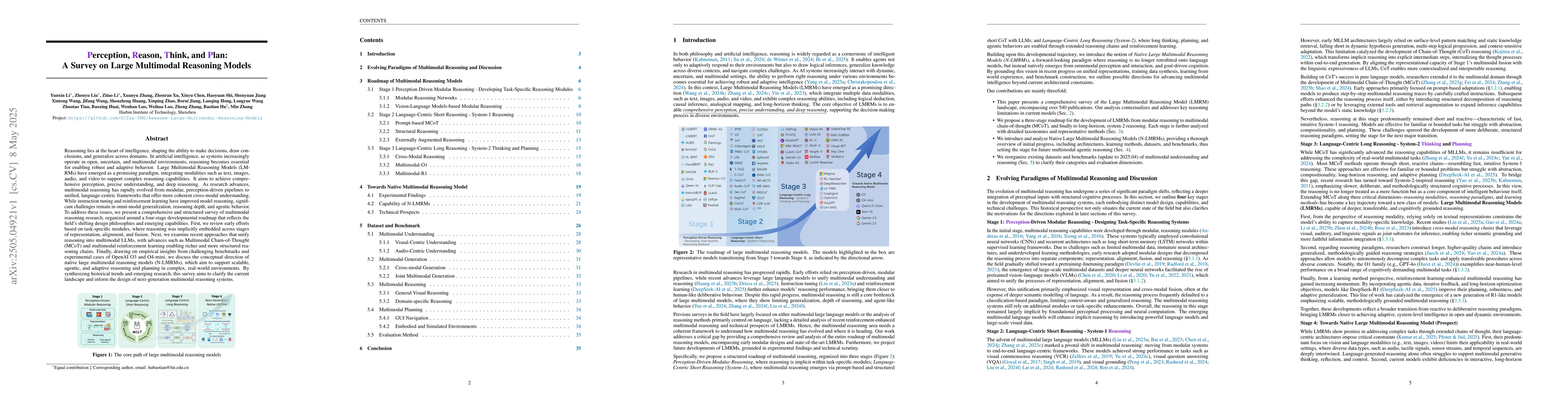 Thumbnail for Perception, Reason, Think, and Plan: A Survey on Large Multimodal
  Reasoning Models
