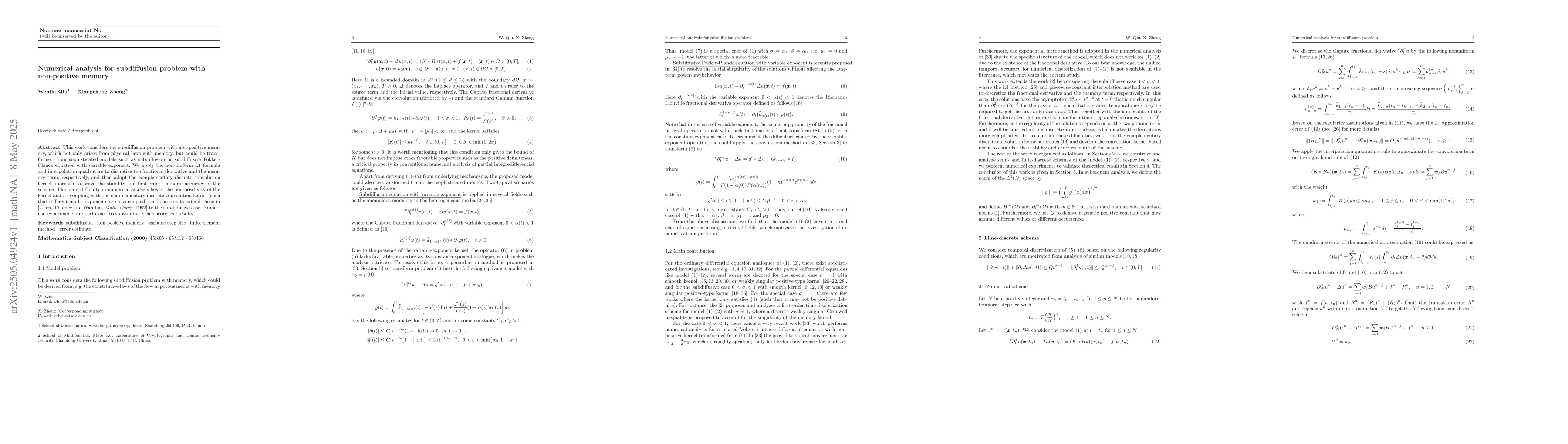 Thumbnail for Numerical analysis for subdiffusion problem with non-positive memory