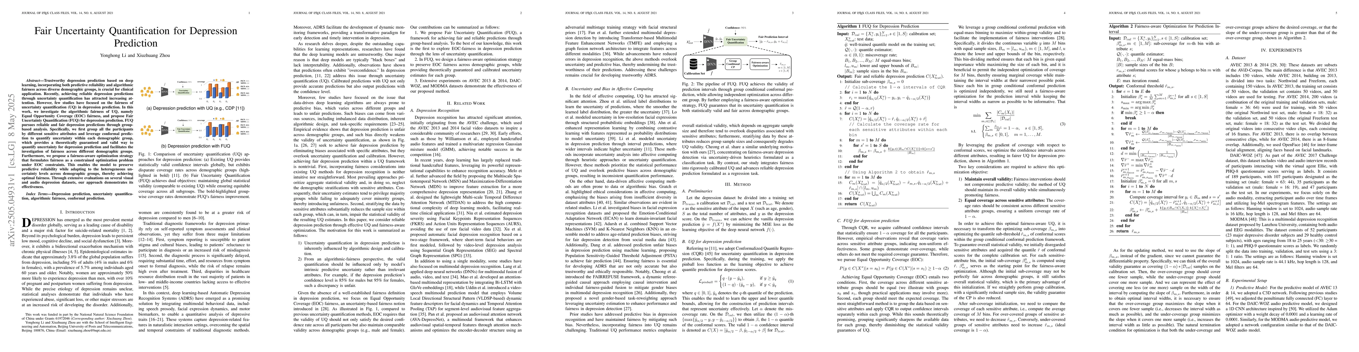 Thumbnail for Fair Uncertainty Quantification for Depression Prediction