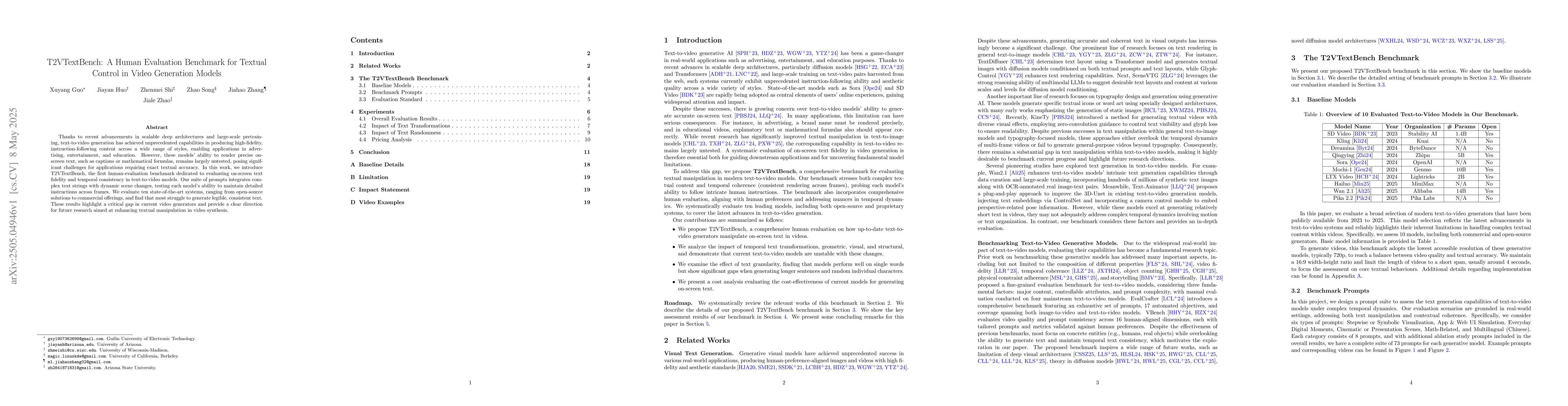 Thumbnail for T2VTextBench: A Human Evaluation Benchmark for Textual Control in Video
  Generation Models