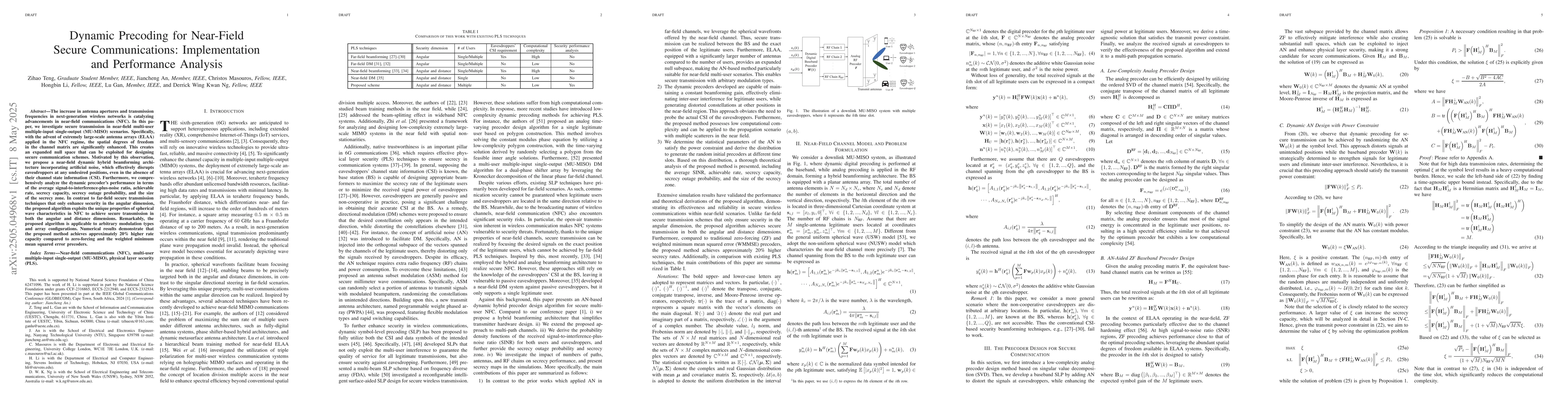 Thumbnail for Dynamic Precoding for Near-Field Secure Communications: Implementation
  and Performance Analysis