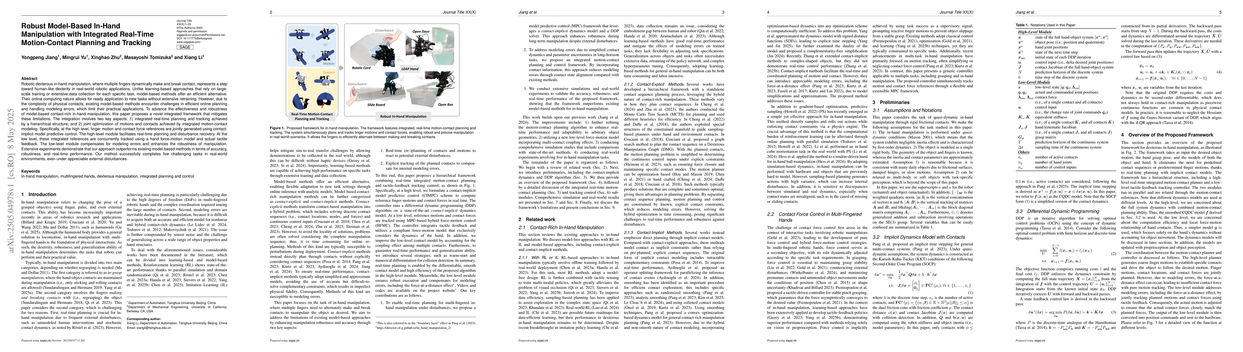 Thumbnail for Robust Model-Based In-Hand Manipulation with Integrated Real-Time
  Motion-Contact Planning and Tracking