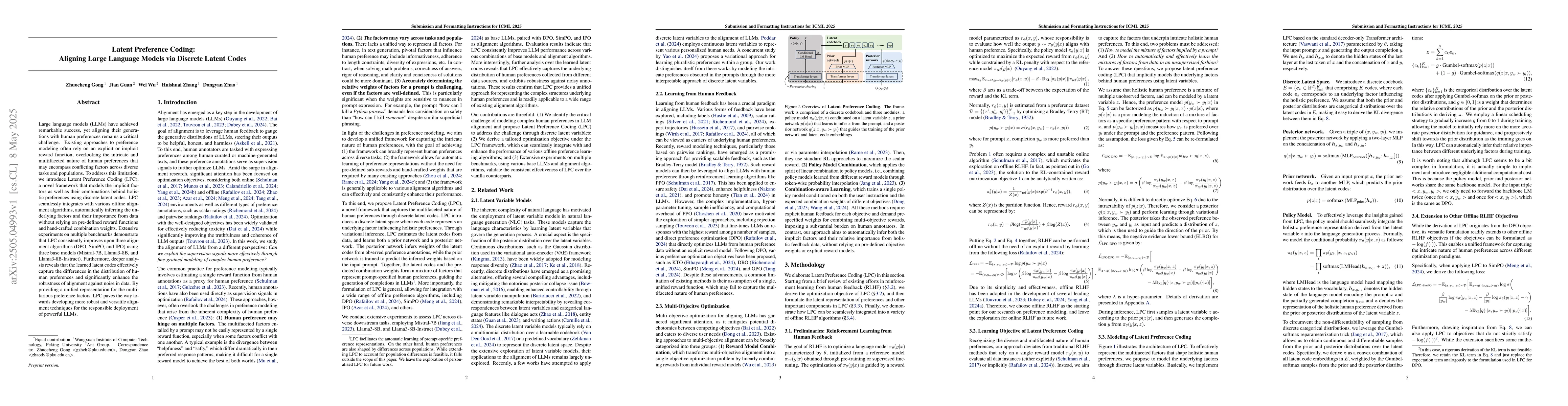 Thumbnail for Latent Preference Coding: Aligning Large Language Models via Discrete
  Latent Codes