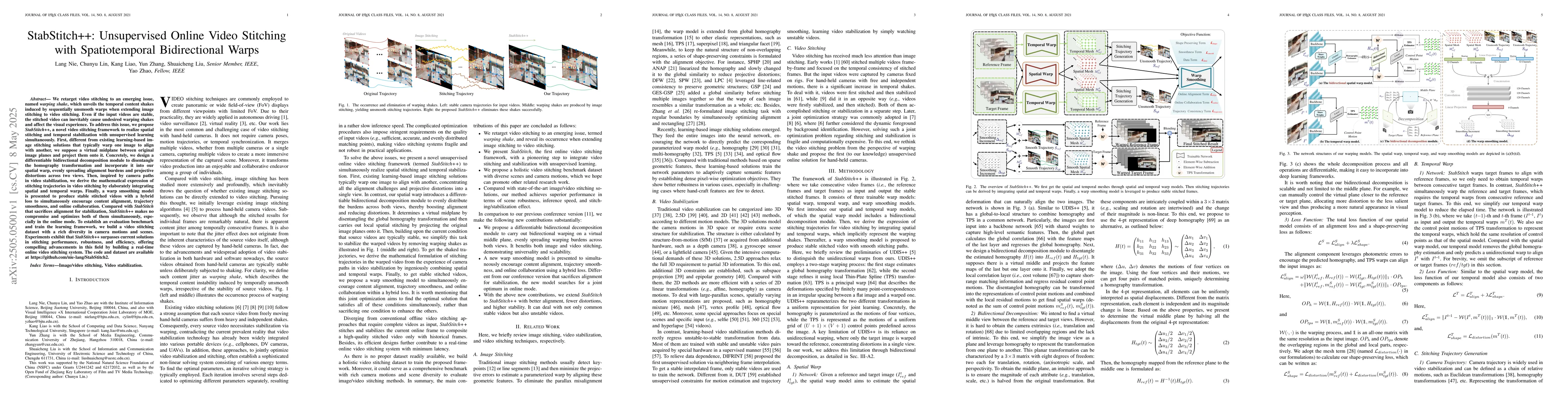Thumbnail for StabStitch++: Unsupervised Online Video Stitching with Spatiotemporal
  Bidirectional Warps
