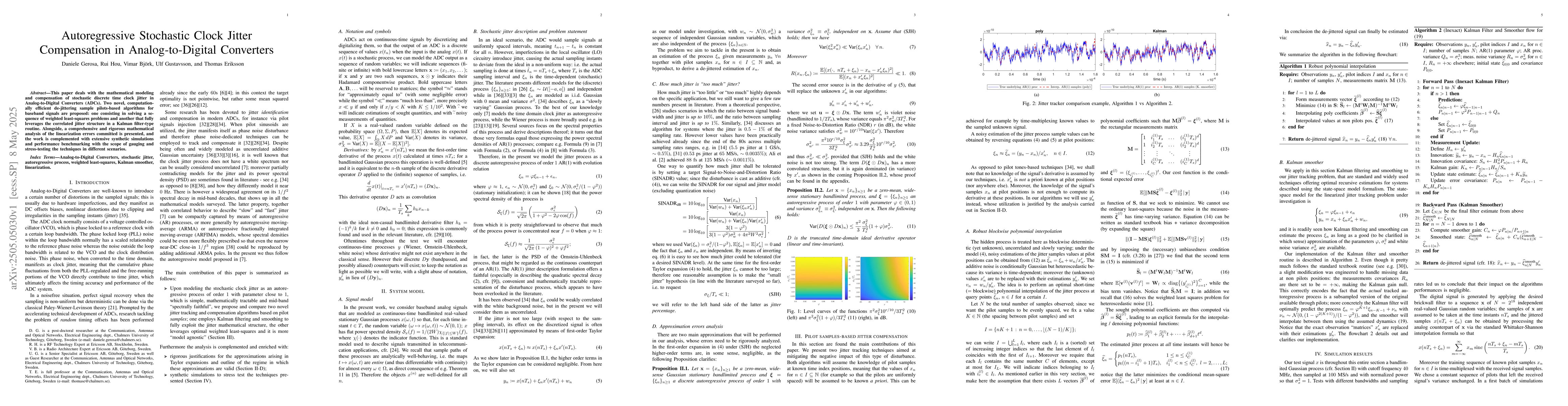 Thumbnail for Autoregressive Stochastic Clock Jitter Compensation in Analog-to-Digital
  Converters