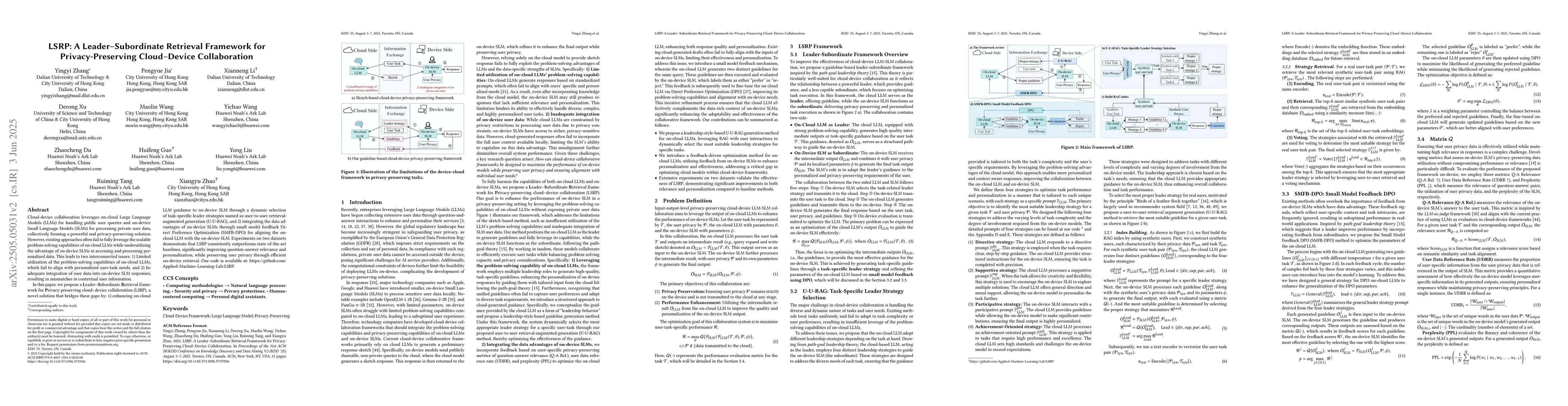 Thumbnail for LSRP: A Leader-Subordinate Retrieval Framework for Privacy-Preserving
  Cloud-Device Collaboration