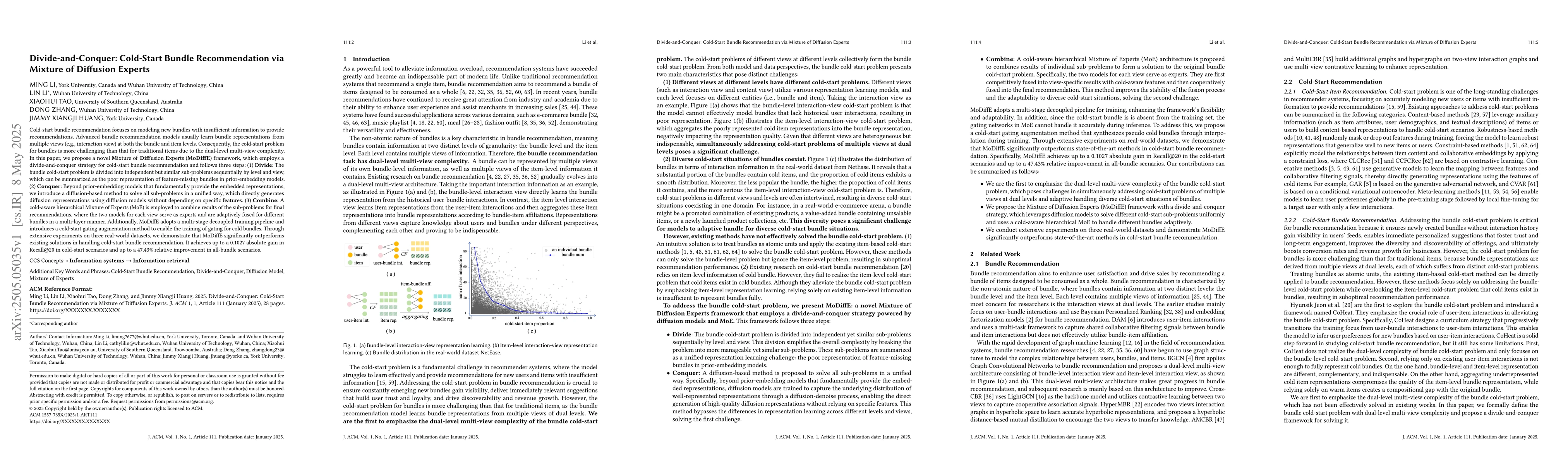 Thumbnail for Divide-and-Conquer: Cold-Start Bundle Recommendation via Mixture of
  Diffusion Experts
