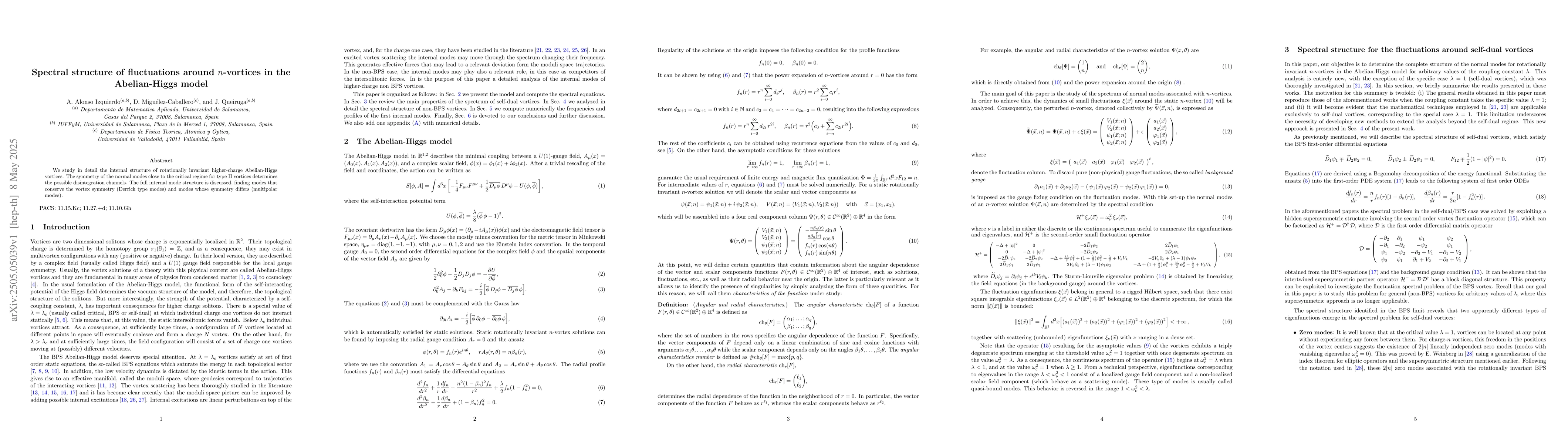 Thumbnail for Spectral structure of fluctuations around $n$-vortices in the
  Abelian-Higgs model