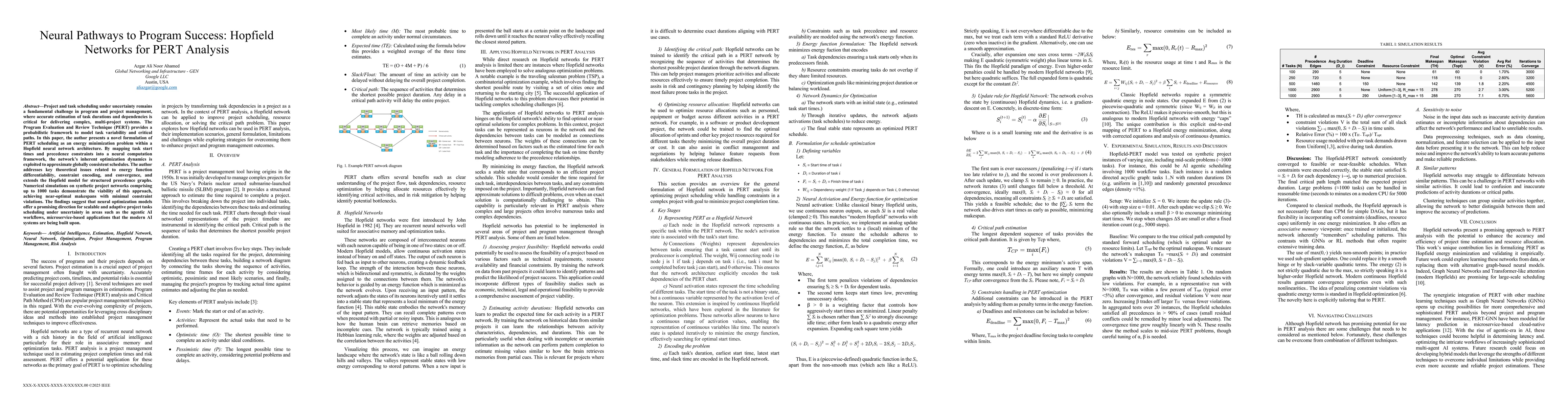 Thumbnail for Neural Pathways to Program Success: Hopfield Networks for PERT Analysis