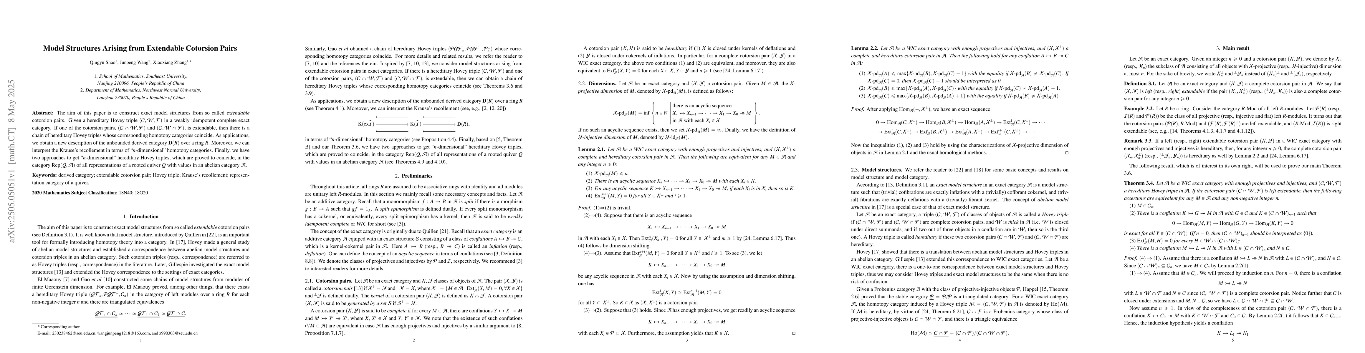 Thumbnail for Model Structures Arising from Extendable Cotorsion Pairs