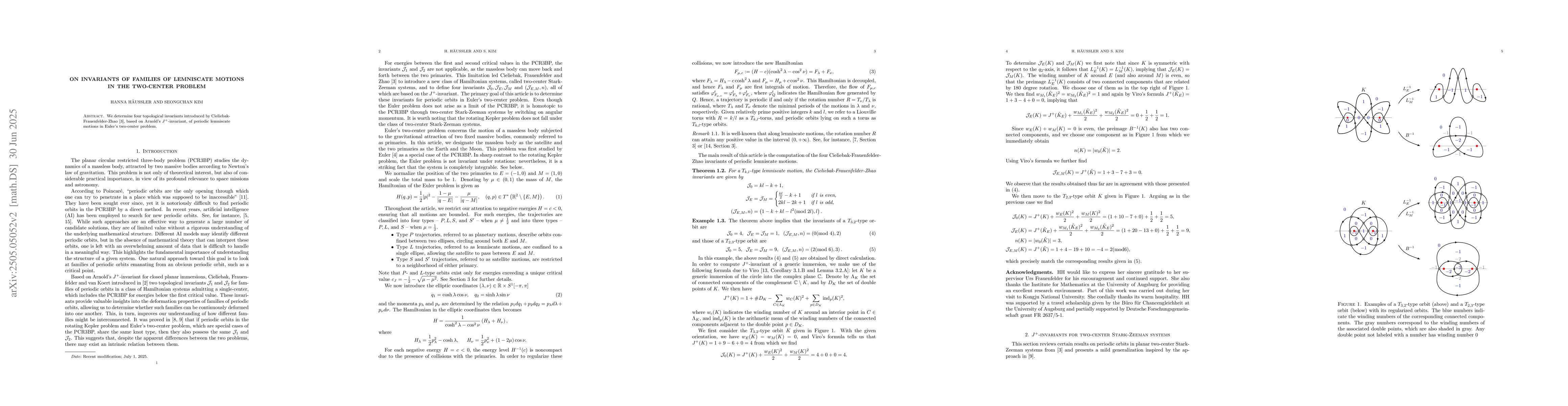 Thumbnail for On invariants of families of lemniscate motions in the two-center
  problem