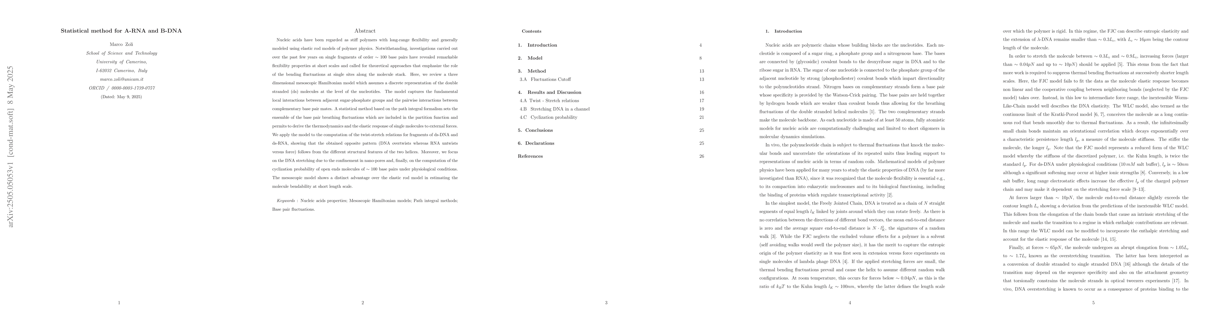 Thumbnail for Statistical method for A-RNA and B-DNA