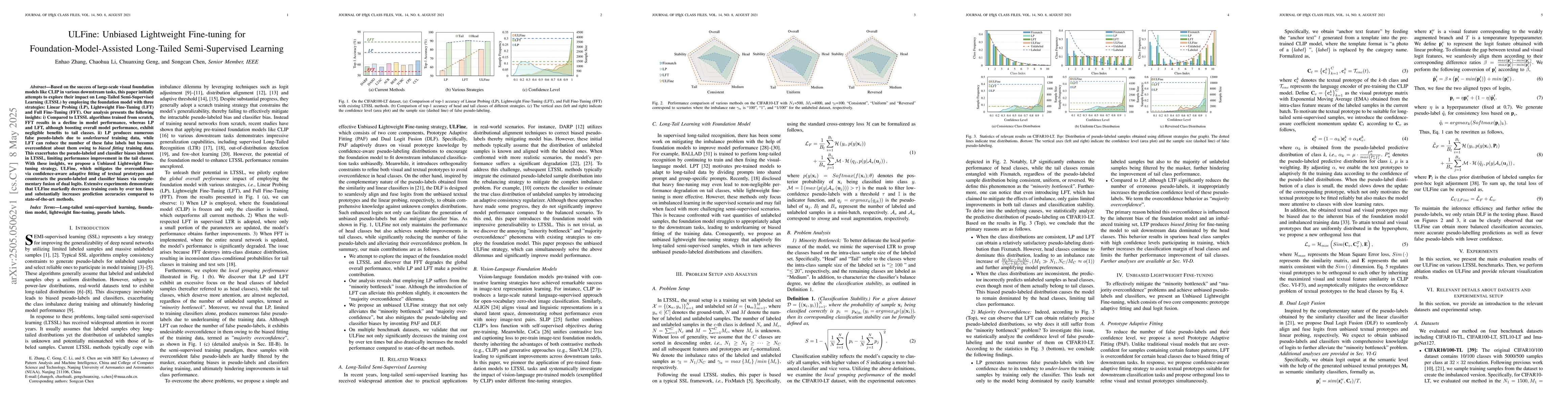 Thumbnail for ULFine: Unbiased Lightweight Fine-tuning for Foundation-Model-Assisted
  Long-Tailed Semi-Supervised Learning