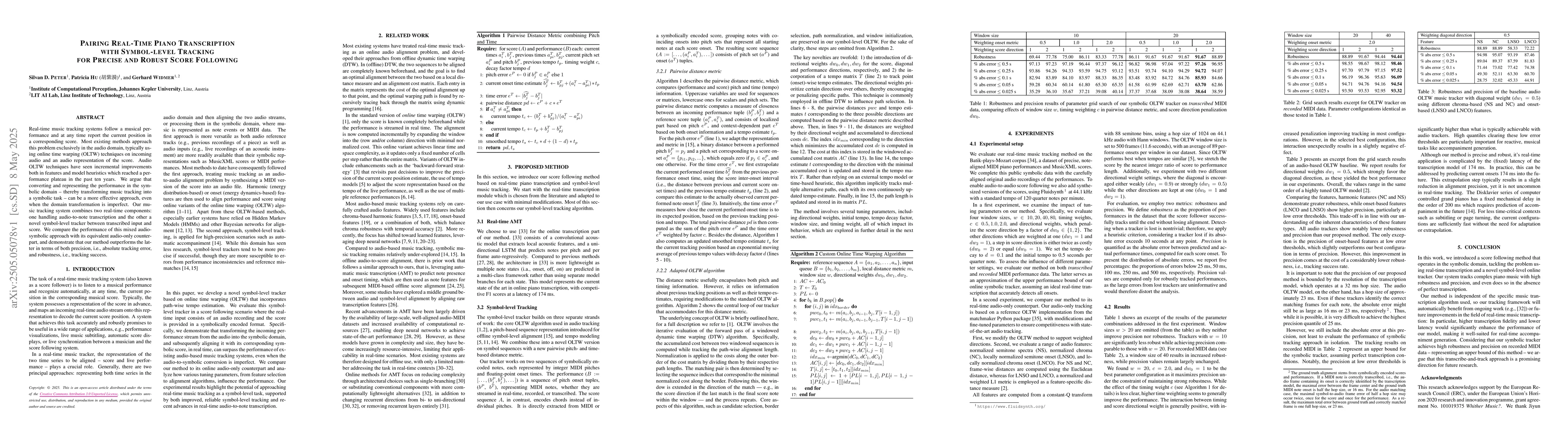 Thumbnail for Pairing Real-Time Piano Transcription with Symbol-level Tracking for
  Precise and Robust Score Following