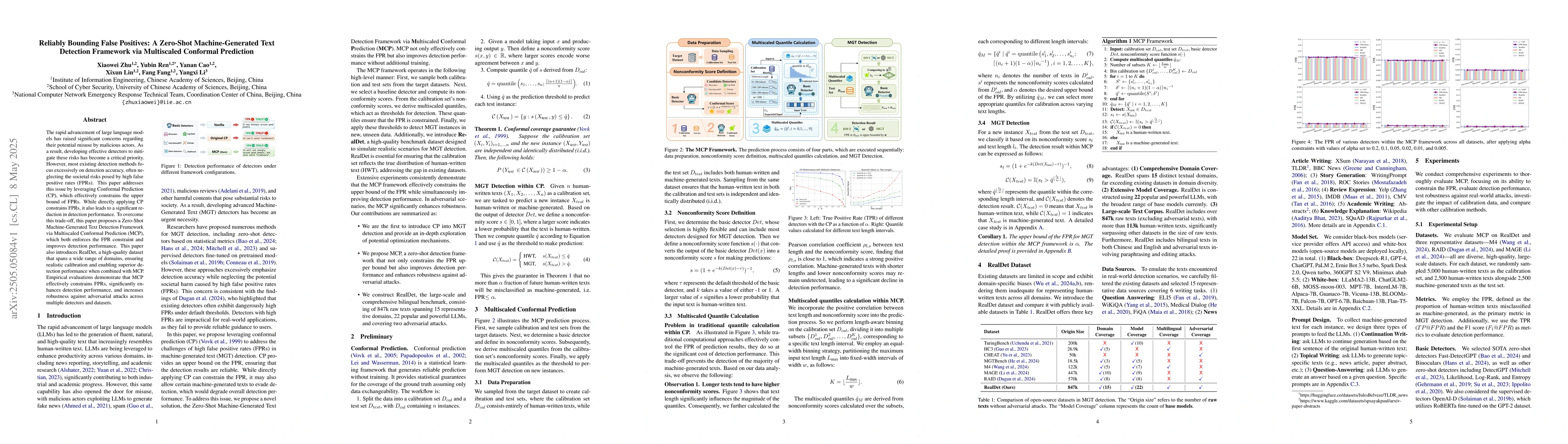 Thumbnail for Reliably Bounding False Positives: A Zero-Shot Machine-Generated Text
  Detection Framework via Multiscaled Conformal Prediction