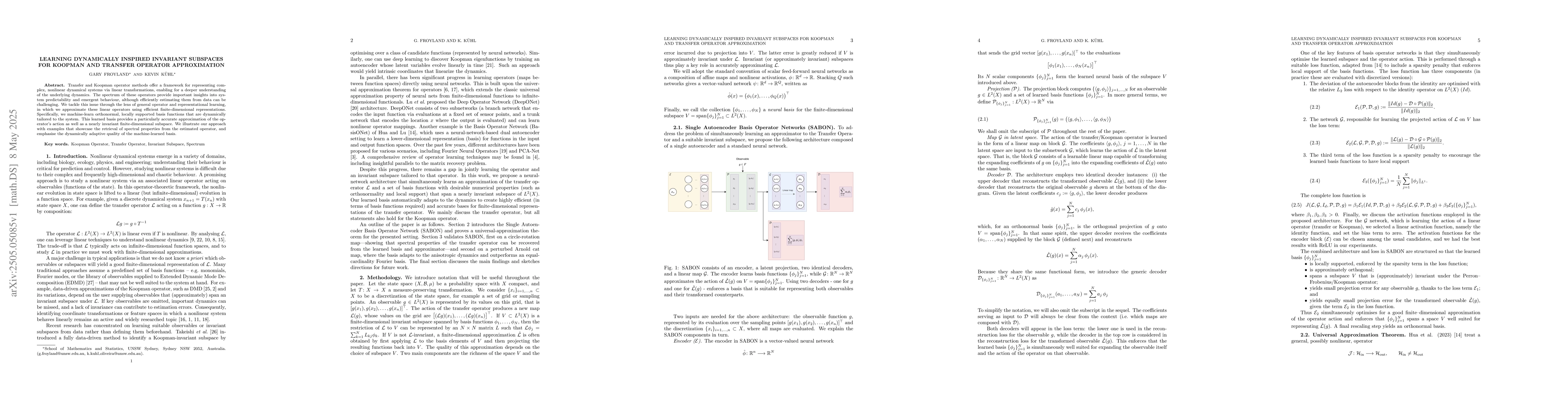 Thumbnail for Learning dynamically inspired invariant subspaces for Koopman and
  transfer operator approximation