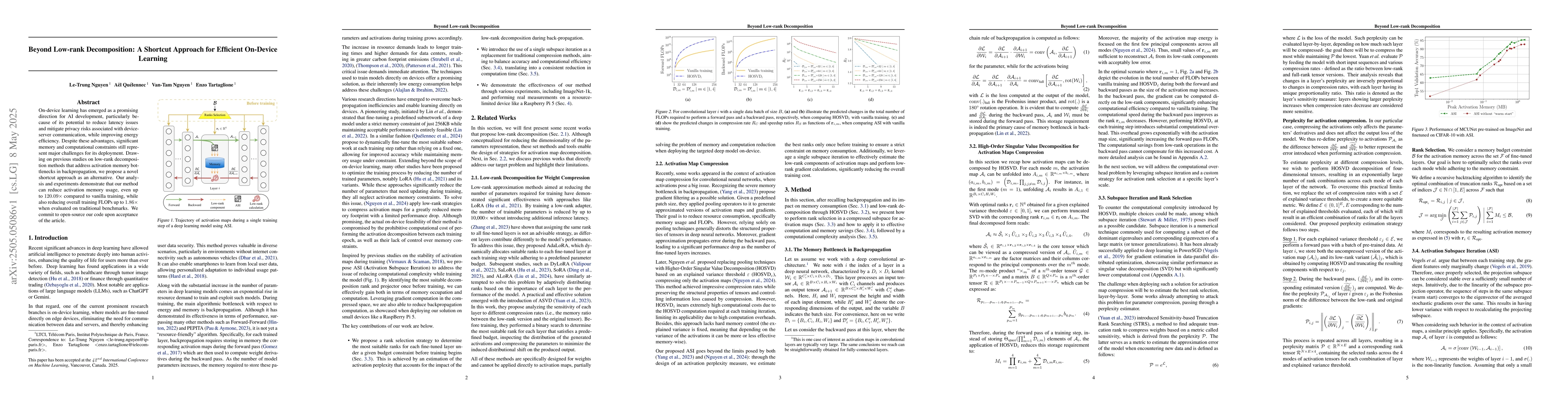 Thumbnail for Beyond Low-rank Decomposition: A Shortcut Approach for Efficient
  On-Device Learning