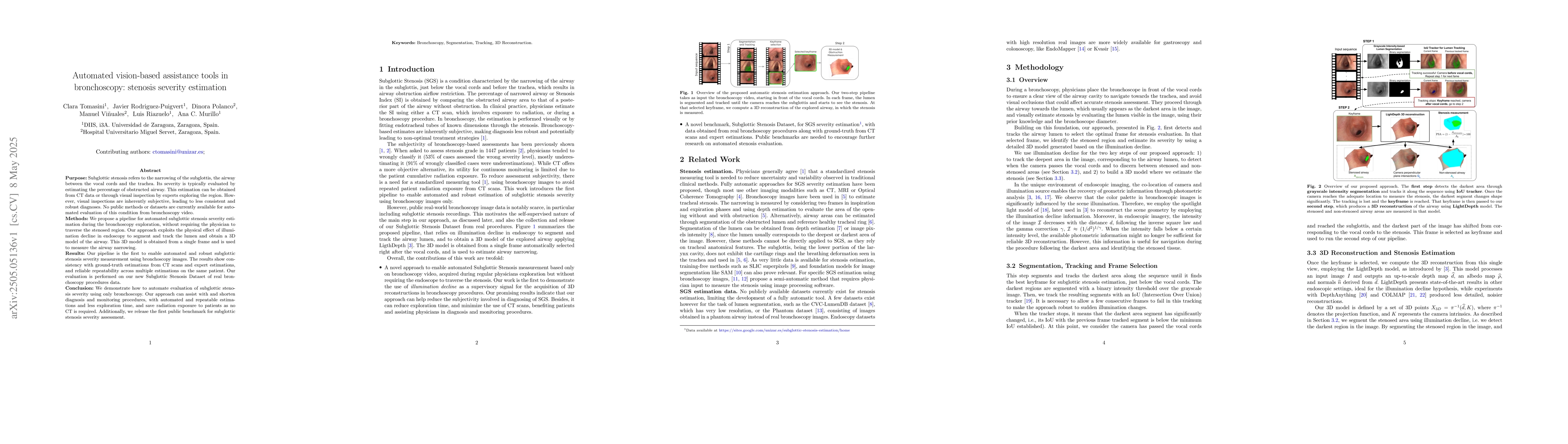 Thumbnail for Automated vision-based assistance tools in bronchoscopy: stenosis
  severity estimation
