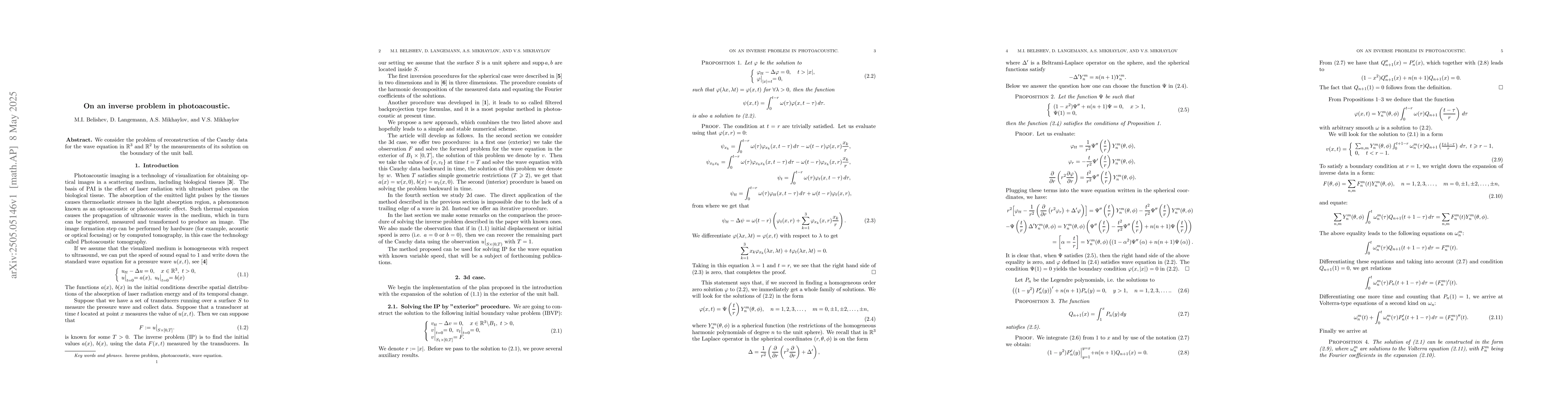 Thumbnail for On an inverse problem in photoacoustic