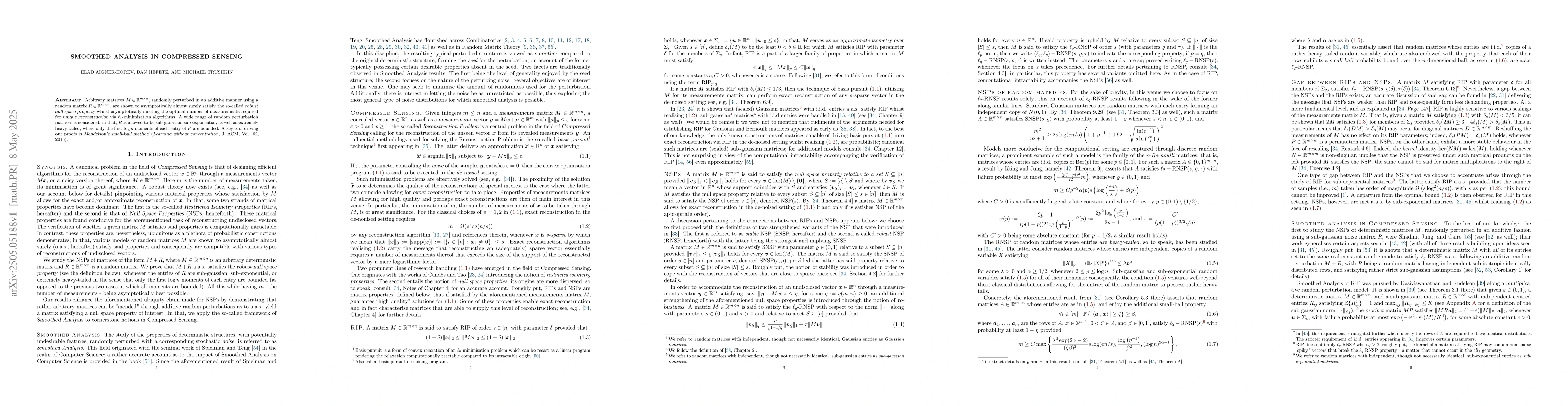 Thumbnail for Smoothed analysis in compressed sensing