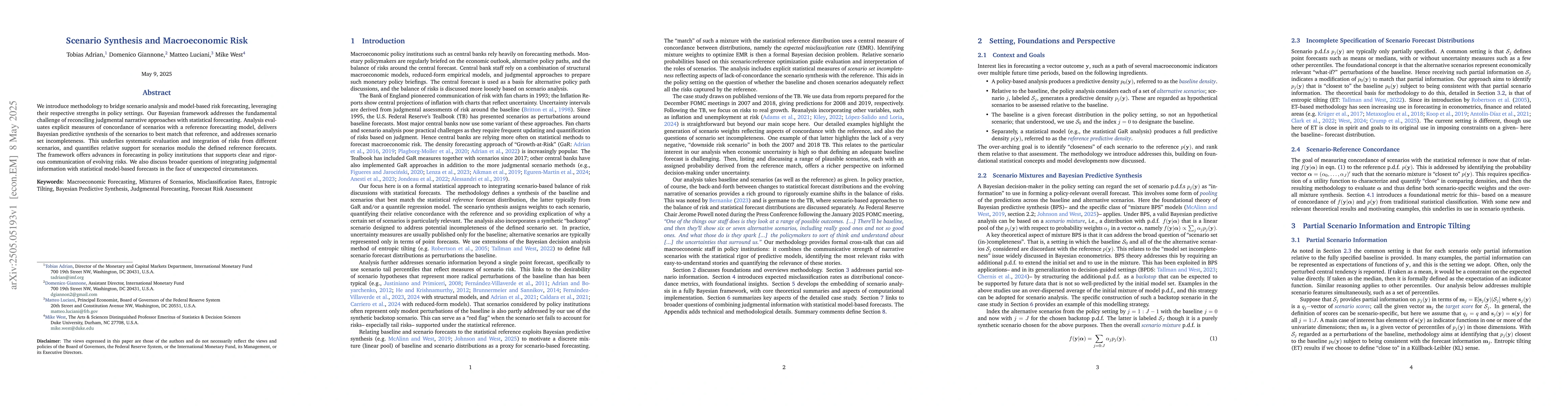 Thumbnail for Scenario Synthesis and Macroeconomic Risk
