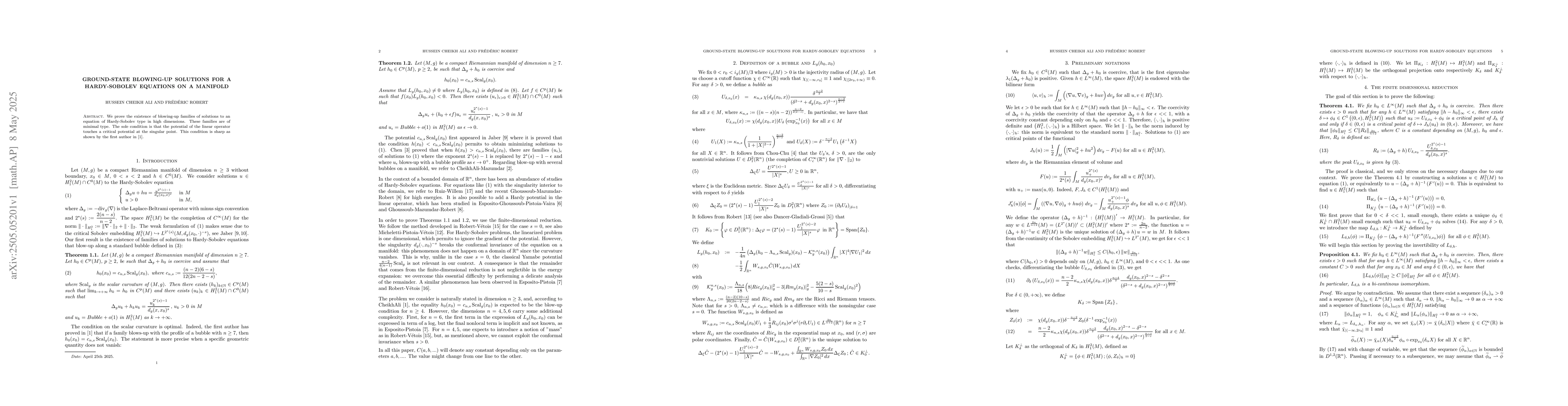 Thumbnail for Ground-state blowing-up solutions for a Hardy-Sobolev equations on a
  manifold