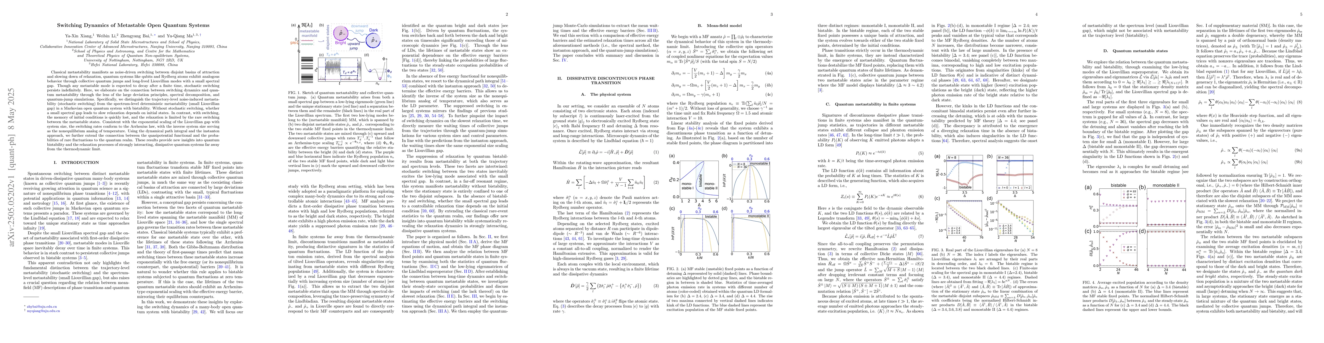 Thumbnail for Switching Dynamics of Metastable Open Quantum Systems