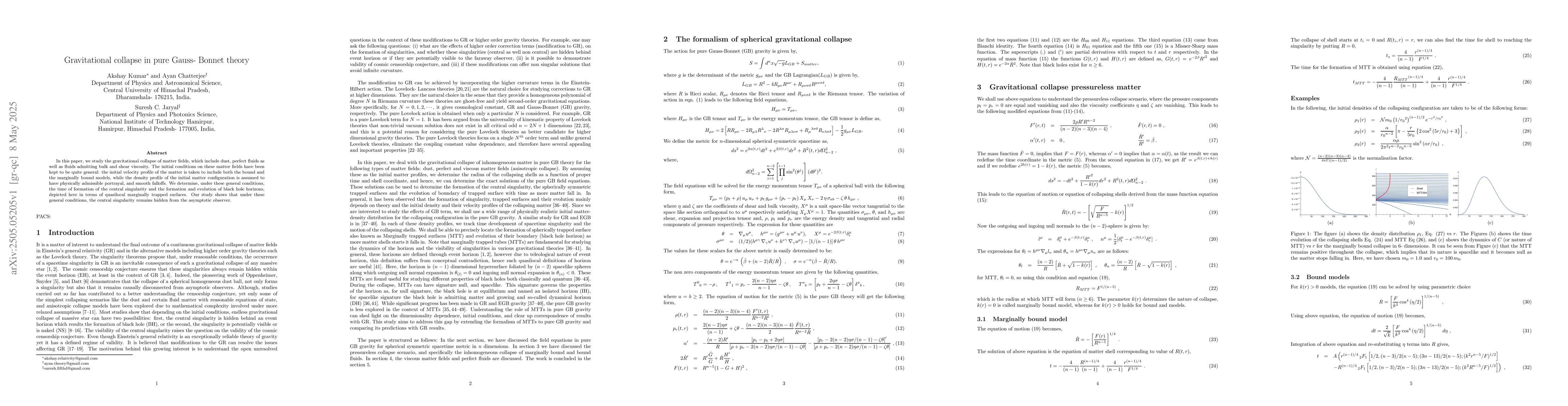 Thumbnail for Gravitational collapse in pure Gauss- Bonnet theory