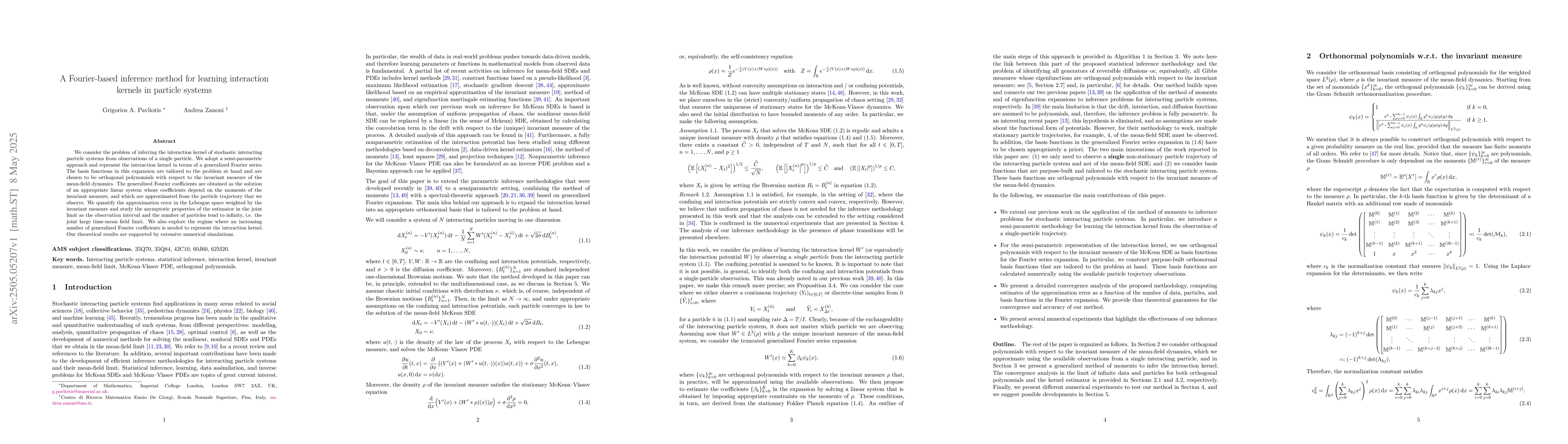 Thumbnail for A Fourier-based inference method for learning interaction kernels in
  particle systems