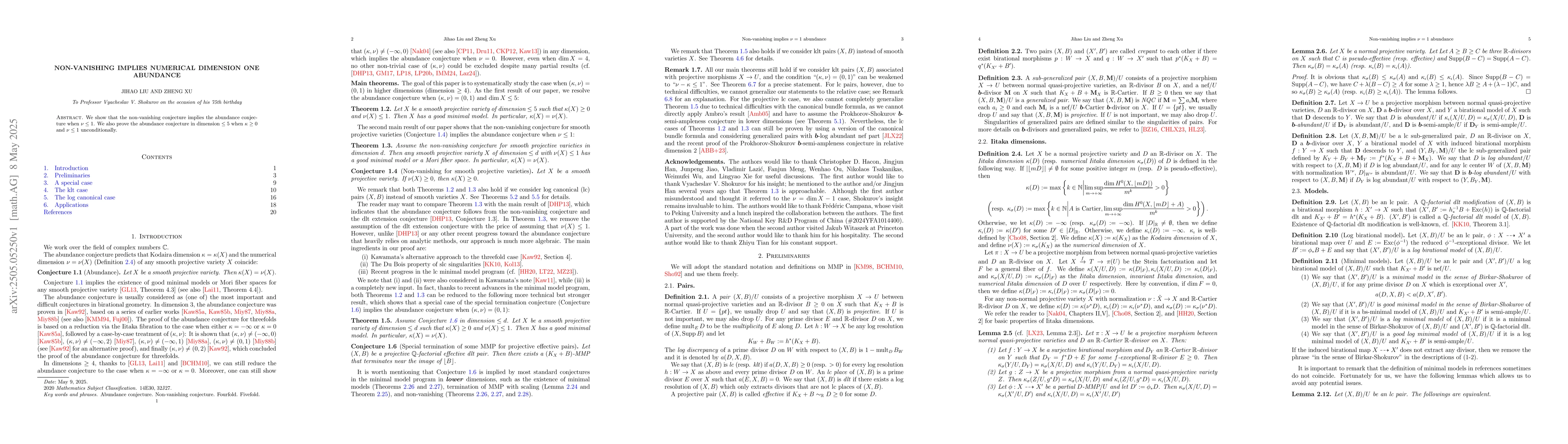 Thumbnail for Non-vanishing implies numerical dimension one abundance