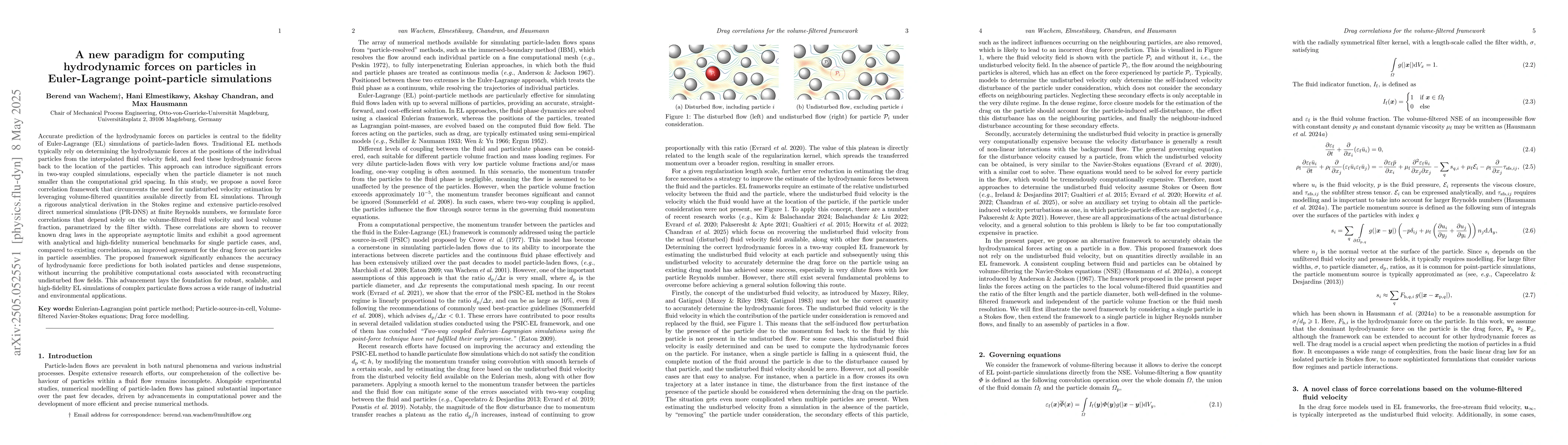 Thumbnail for A new paradigm for computing hydrodynamic forces on particles in
  Euler-Lagrange point-particle simulations