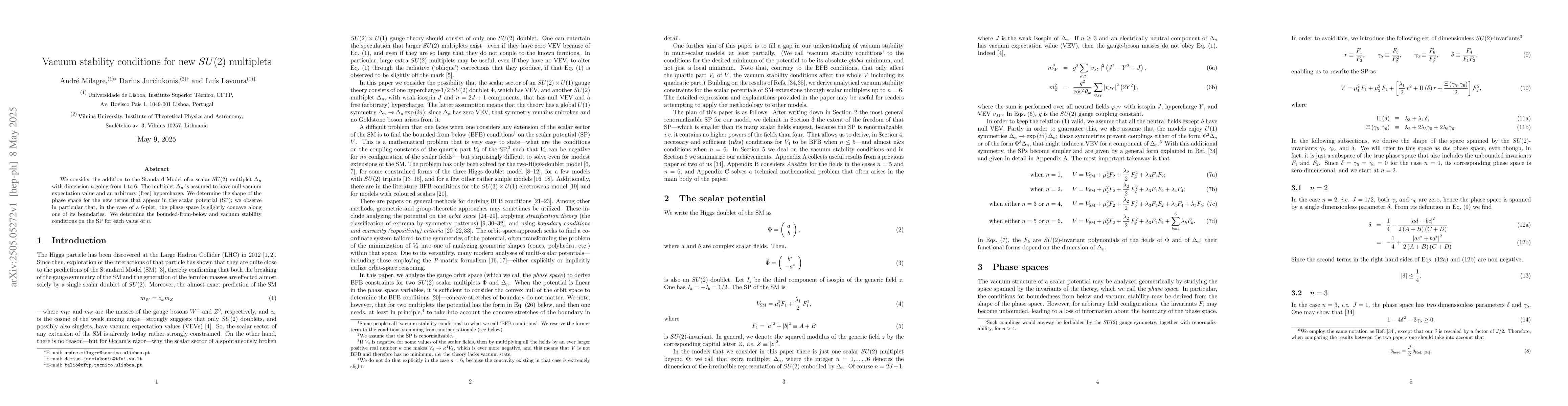 Thumbnail for Vacuum stability conditions for new $SU(2)$ multiplets