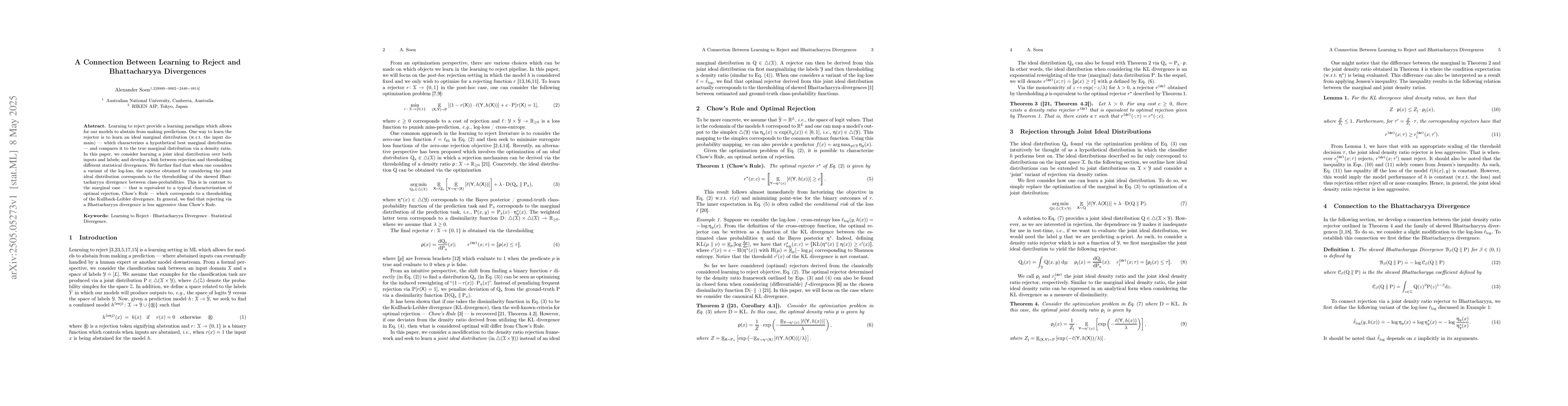 Thumbnail for A Connection Between Learning to Reject and Bhattacharyya Divergences