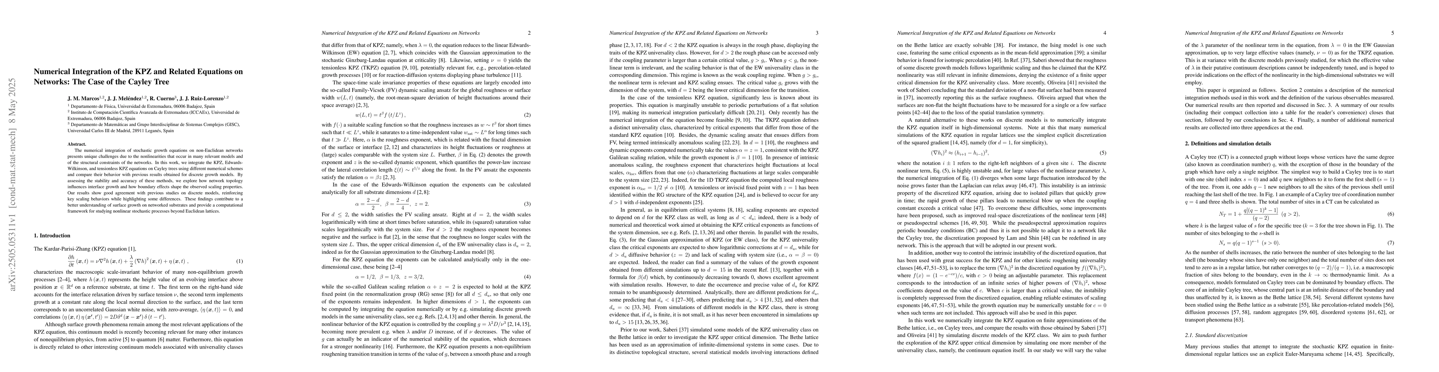 Thumbnail for Numerical Integration of the KPZ and Related Equations on Networks: The
  Case of the Cayley Tree