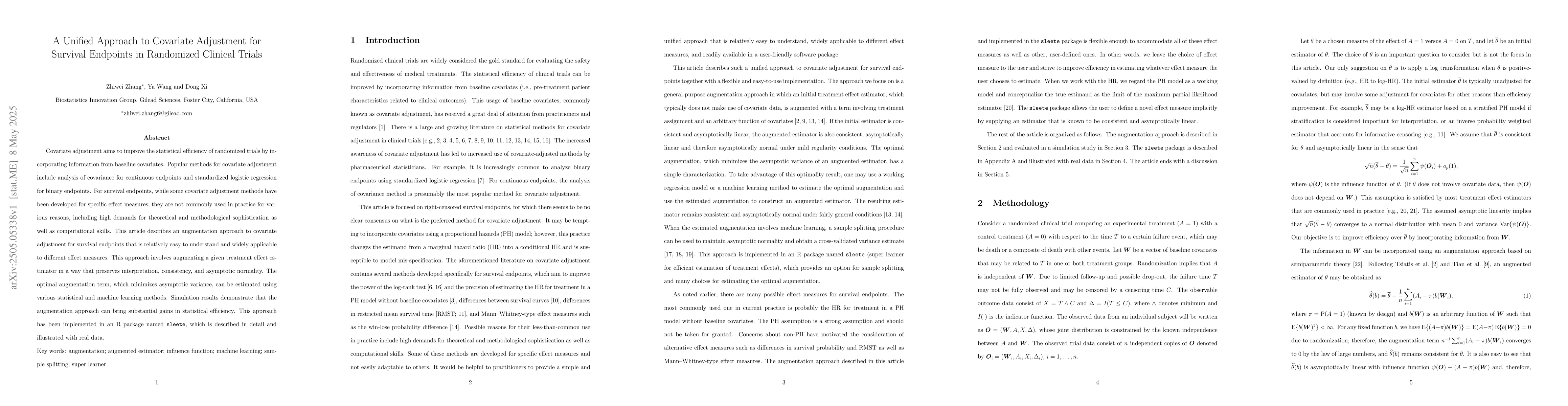 Thumbnail for A Unified Approach to Covariate Adjustment for Survival Endpoints in
  Randomized Clinical Trials