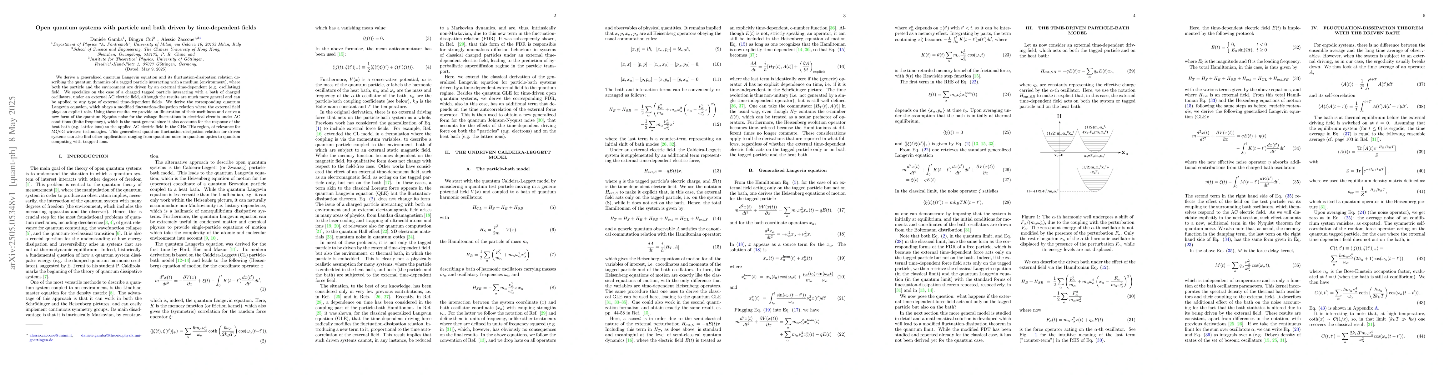 Thumbnail for Open quantum systems with particle and bath driven by time-dependent
  fields