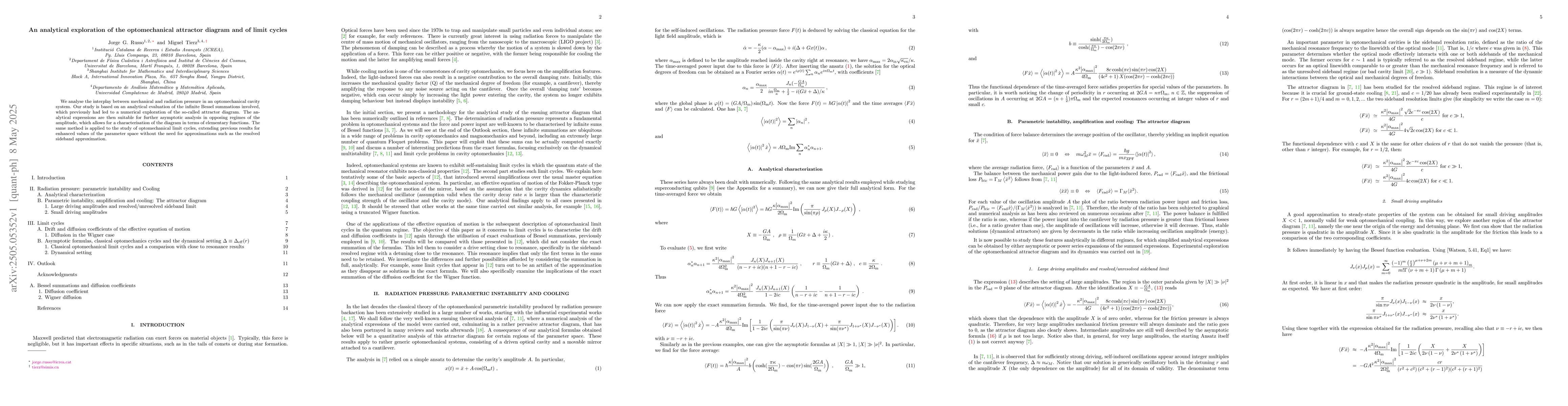 Thumbnail for An analytical exploration of the optomechanical attractor diagram and of
  limit cycles