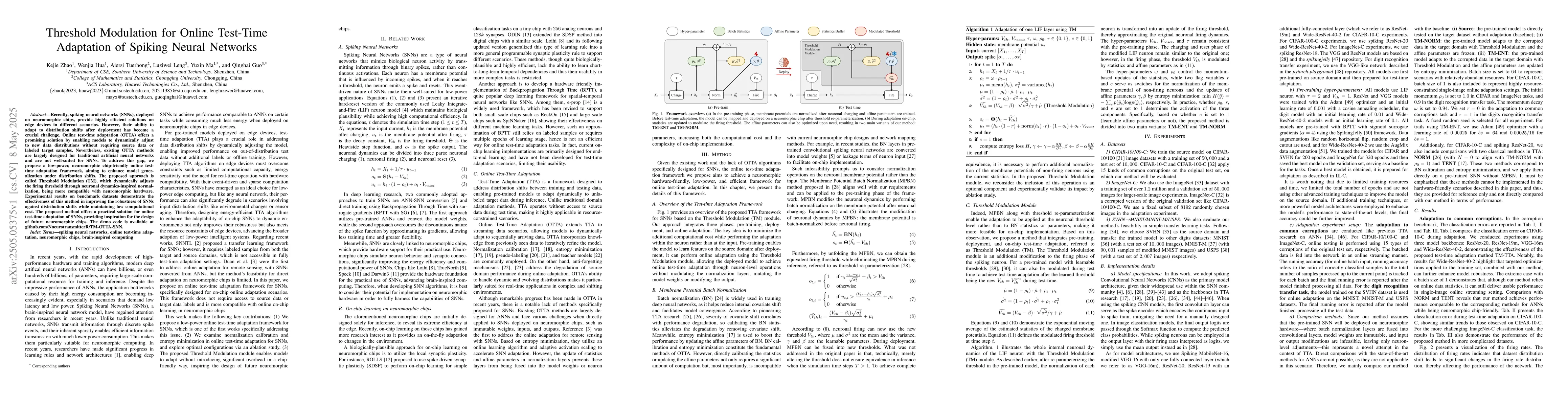 Thumbnail for Threshold Modulation for Online Test-Time Adaptation of Spiking Neural
  Networks