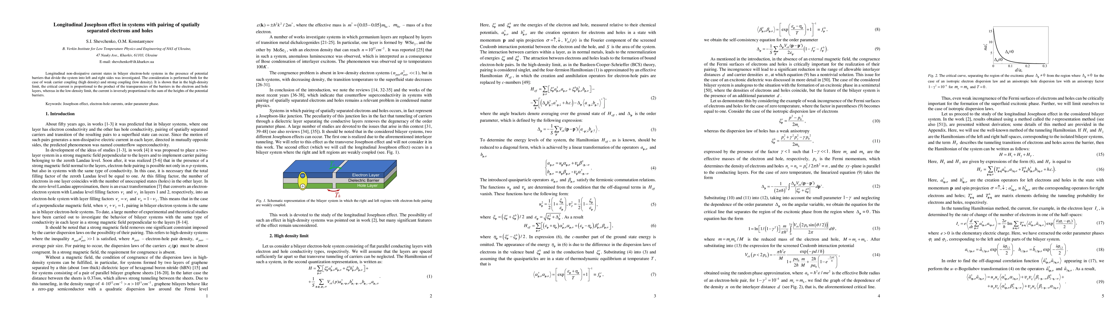 Thumbnail for Longitudinal Josephson effect in systems with pairing of spatially
  separated electrons and holes
