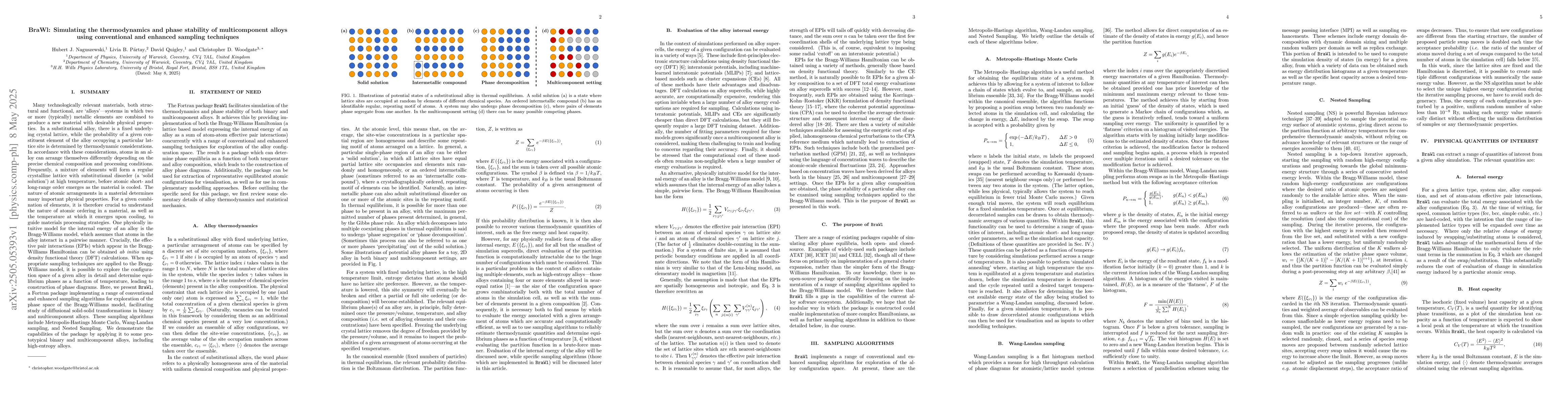 Thumbnail for BraWl: Simulating the thermodynamics and phase stability of
  multicomponent alloys using conventional and enhanced sampling techniques