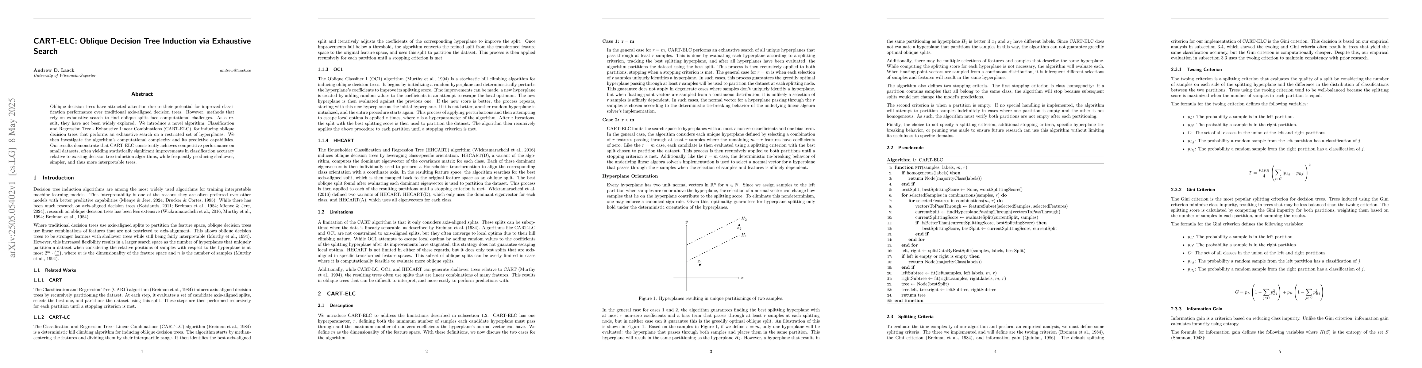 Thumbnail for CART-ELC: Oblique Decision Tree Induction via Exhaustive Search