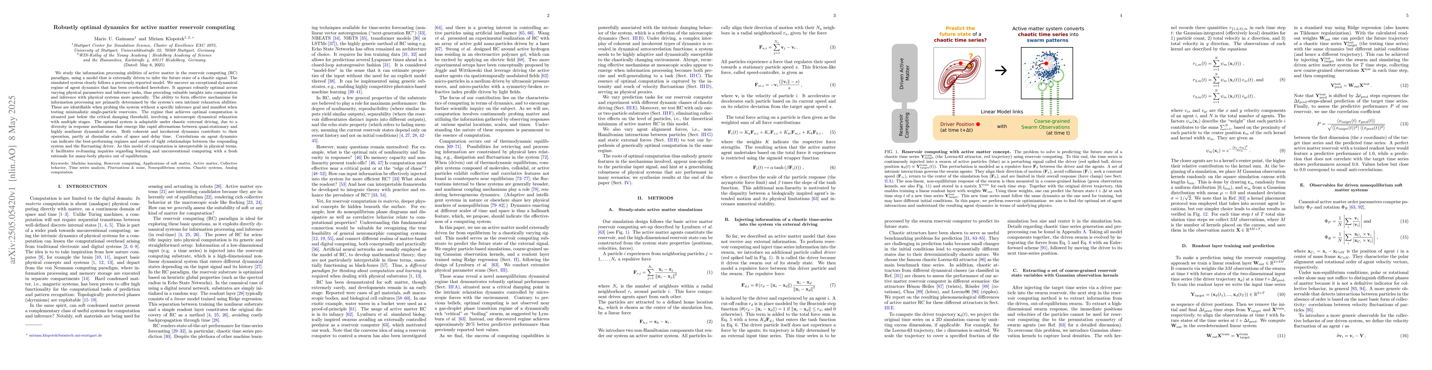 Thumbnail for Robustly optimal dynamics for active matter reservoir computing